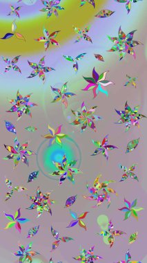 Düz Çiçek Elementleri Tasarımı. Tarafsız ve gri renklerde çiçekler. Renkli Yaz Temalı eskiz kalıbı. Raster illüstrasyonunda çiçek deseni çizimi.