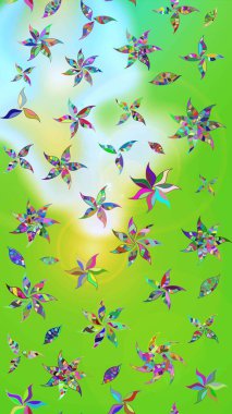 Moda arka planında parlak buketler. Kumaş, duvar kağıdı ve kağıt üzerine baskı yapmak için gelişen arka plan. Raster illüstrasyonu. Eski usul küçük çiçekli şirin bir eskiz deseni..