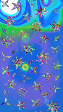 Renkli Bahar Teması eskiz kalıbı. Raster illüstrasyonu. Düz Çiçek Elementleri Tasarımı. Çiçek deseni. Chichi kumaş deseni çiz.