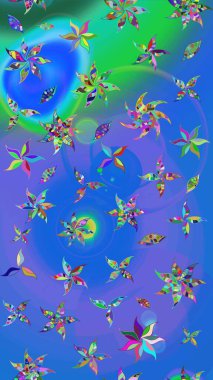 Çiçekler suluboya eskiz deseni. Raster Stili kumaş deseni.