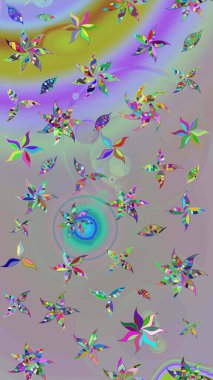 Çiçekli karalama şeklinde Raster çiçek deseni. Gri ve nötr renkte çiçekler. Nazik, sevimli çiçek arkaplanı..