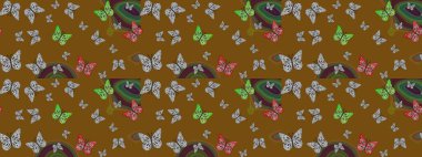 Renk çizimi kalıbı. Kahverengi arka planda el çizimi. Tekrarlanan karalamalar. Mistik, semboller..