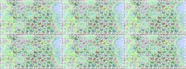 Kumaş, kağıt, ambalaj kâğıdı ve duvar kağıdı tasarımı için hoş bir arka plan. Tarafsız ve yeşil. Kelebeklerle kusursuz desen.