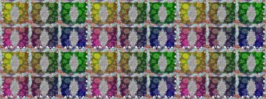 Duvar kağıdı, web sitesi arka planı, ambalaj kağıdı, davetiye, broşür, afiş veya web sitesi için kusursuz çiçek deseni kullanılabilir. Parlak elementlerin. El çizimi Raster illüstrasyonu.