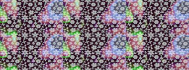 Renkli arka planda izole tatlı kar taneleri. Soyut mandala ya da tuhaf kar tanesi çizgisi sanat tasarımı. Raster illüstrasyonu.