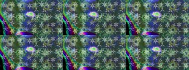 Raster deseni. Bahar çiçekleri dallı desen, yeşil renkler çiçekli siluet.