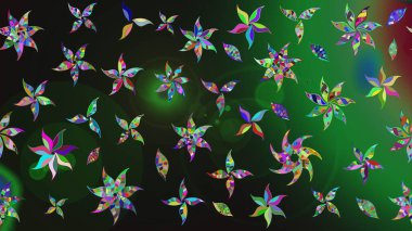 Renkli Bahar Teması eskiz kalıbı. Düz Çiçek Elementleri Tasarımı. Raster..