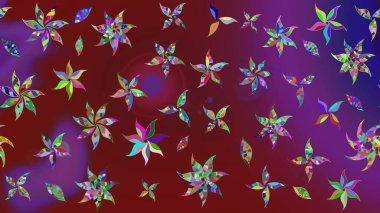 Raster illüstrasyonu. Renkli Bahar Teması eskiz kalıbı. Kırmızı ve mor renkte zarif çiçekli suluboya. Düz Çiçek Elementleri Tasarımı.