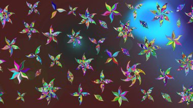 Suluboya çiçekli çiçek deseni. Kahverengi ve mor renkli güzel bir tekstil. Raster illüstrasyonu.