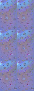 Raster illüstrasyonu. Şirin çiçek elementleri. Renkli Bahar Teması eskiz kalıbı. Taslak desenli, modaya uygun kumaş deseni. Düz Çiçek Elementleri Tasarımı.