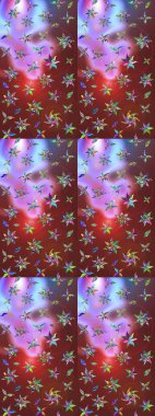 Raster illüstrasyonu. Raster. Kumaş, tekstil, duvar kağıdı baskısı için. Eski usul. Tomurcukları çiçek olan sevimli bir çiçek deseni. Taslak arkaplan.