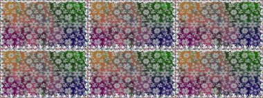 Gri renklerde bahar çiçekleri. Patlayan çiçekler soyut olarak yerleştirilmiş. Raster illüstrasyonu. Raster deseni.