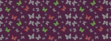 Karala, karala, karala. Raster. Kahverengi renkli resim. Kahverengi arka planda renkli kelebeğin çizim şekli.