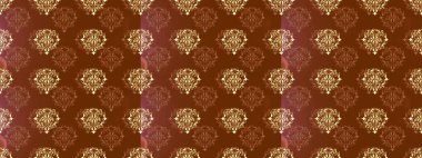 Hassas altın deseni açın. Harika dantel, şal desenli. Kahverengi, bej ve sarı renklerde altın elementlerle kusursuz desen. Kusursuz altın desenli bukleler. Raster. Doğu tarzı arabesk.