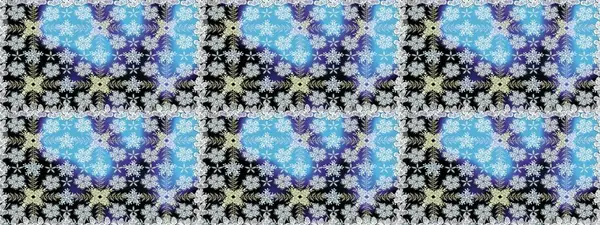 Raster illüstrasyonu. Küçük çiçekli kusursuz yay deseni. Suluboya tarzında mavi renkler üzerine.