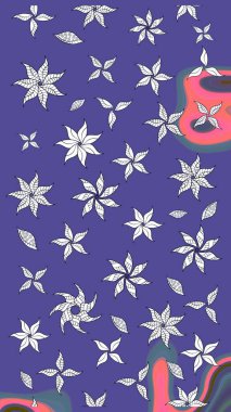 Menekşe ve nötr renklerde güzel çiçekli eskiz deseni, suluboya çiçek deseni, duvar kağıdı, kart veya kumaş için fayanslı. Raster..