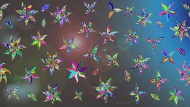 Suluboya tarzında mavi ve gri renklerde. Küçük çiçekli yay deseni çiz. Raster illüstrasyonu.