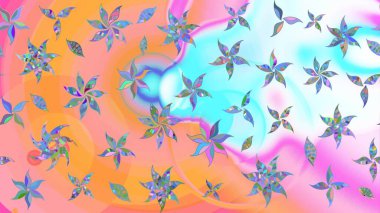 Raster illüstrasyonu. Tarafsız ve turuncu renklerde. 3D çiçekler, çizim.