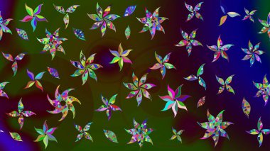 Çiçek izi. Çiçekler suluboya tarzında kahverengi ve yeşil renklerde. Suluboya çizim deseni.