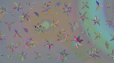 Çiçekli karalama şeklinde Raster çiçek deseni. Nazikçe, güzel çiçek arkaplanı. Gri ve bej renkli çiçekler.