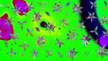 Güzel çiçek deseni. Düz Çiçek Elementleri Tasarımı. Yeşil ve mavi renkte çiçekler. Renkli Bahar Teması çizim şablonu.