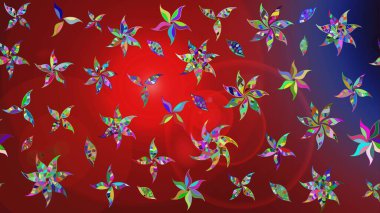 Çiçek desenli çizim. Raster illüstrasyonu. Asya tekstil tarzında. Düz Çiçek Elementleri Tasarımı. Güzel kumaş deseni. Renkli Bahar Teması çizim şablonu.