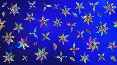 Şirin karalamalı çiçek desenli çizim. Robot resim tarzı mavi ve yeşil renkler. Raster illüstrasyonu. Raster illüstrasyonu. El yapımı çiçek ve bitki koleksiyonu.