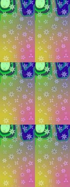 Asya tekstil tarzında. Düz Çiçek Elementleri Tasarımı. Raster illüstrasyonu. Çiçek desenli çizim. Tarafsız ve yeşil renklerde çiçekler. Renkli Bahar Teması çizim şablonu.