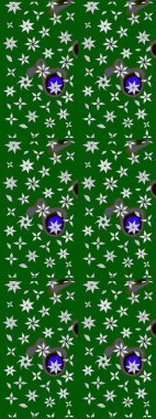 Renkli Yaz Temalı eskiz kalıbı. Raster Illustrasyon 'daki Çiçek Deseni' nin son moda çizimi. Düz Çiçek Elementleri Tasarımı. Yeşil ve nötr renkte çiçekler.