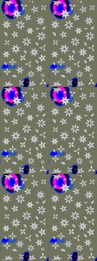 Suluboya, elle çizilmiş. Eskiz arkaplan modeli. Çiçekler yeşil ve nötr. Raster stoku.