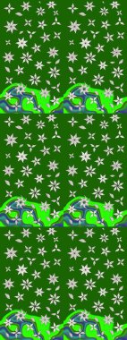 Düz Çiçek Elementleri Tasarımı. Yeşil ve nötr renklerde çiçekler. Raster Illustrasyon 'daki Çiçek Deseni' nin son moda çizimi. Renkli Yaz Teması çizim şablonu.