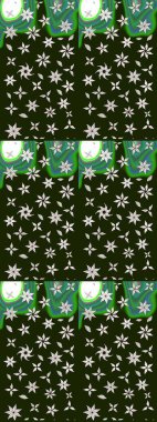 Gri ve yeşil renkli güzel çiçekli çizim deseni, suluboya çiçek deseni, duvar kağıdı, kart ya da kumaş için fayanslı. Raster..