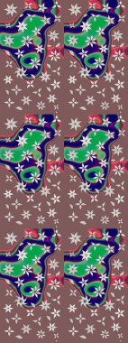 Şirin çiçekli eskiz deseni ve kahverengi ve nötr renklerde yapraklar, suluboya çiçek deseni, duvar kağıdı, kart ya da kumaş için fayanslı. Raster illüstrasyonu.