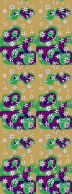 Raster deseni. Organik elementler. Suluboya etkisi. Botanik çizim deseni.