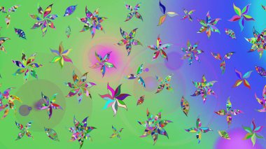 Raster illüstrasyonu. Anti-stres için soyut örnek sayfası. Yeşil ve mor renklerde.