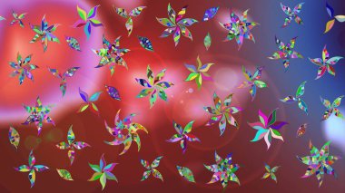 Düz Çiçek Elementleri Tasarımı. Raster illüstrasyonundaki çiçek desenli çizim. Kahverengi ve pembe renkli çiçekler. Renkli Bahar Teması çizim şablonu.