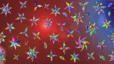 Renkli Bahar Teması eskiz kalıbı. Kahverengi ve kırmızı renkte çiçekler. Sevimli çiçek raster deseni. Düz Çiçek Elementleri Tasarımı.