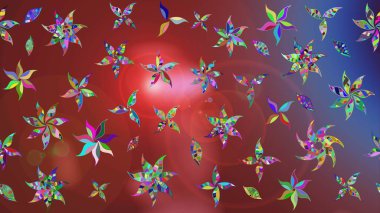 Kumaş desenli papatya çiçeği detayı. Kahverengi ve kırmızı renkte çiçekler.