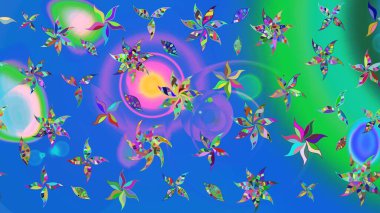 Çiçekli çiçek deseni, suluboya. Küçük çiçekte güzel bir çiçek deseni var. Raster deseni.