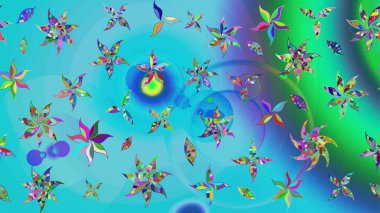 Mavi ve yeşil renkli çiçekler. Çiçekli eskiz deseni. Suluboya çizimi. El çizimi.