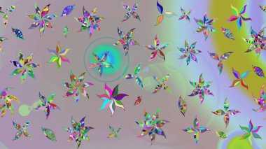 Modern çiçek arkaplanı. Rengarenk çiçekleri ve yaprakları tarafsız ve gri renklerde olan harika bir çiçek deseni. Halk tarzı. Moda baskıları için zarif bir şablon.