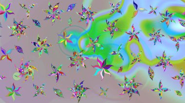 Tarafsız ve mavi renkte çiçekler. Çiçekli eskiz çizimi. Renkli Yaz Temalı eskiz kalıbı. Düz Çiçek Elementleri Tasarımı.