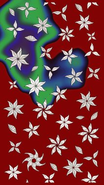 Kırmızı ve nötr renklerde çiçekler. Düz Çiçek Elementleri Tasarımı. Renkli Bahar Teması eskiz kalıbı. Raster illüstrasyonu. Çiçekli çiçek deseni, suluboya..