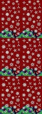 Küçük çiçekli yay deseni çiz. Raster illüstrasyonu. Suluboya stilinde kırmızı ve nötr renkler üzerine.