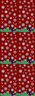 Renkli Bahar Teması eskiz kalıbı. Kırmızı ve nötr renklerde çiçekler. Sevimli çiçek raster deseni. Düz Çiçek Elementleri Tasarımı.