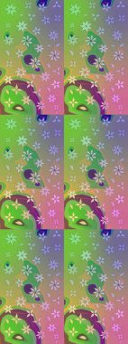 Yeşil ve nötr renklerde güzel bir tekstil. Suluboya çiçekli çiçek deseni. Raster illüstrasyonu.