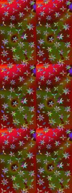 Yumuşak, bahar çiçekli arka plan. Çiçekli karalama şeklinde Raster çiçek deseni. Kırmızı ve kahverengi renkte çiçekler.