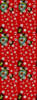 Çiçekli karalama şeklinde Raster çiçek deseni. Kibar, yaz çiçekleri kırmızı ve nötr renklerde. Raster illüstrasyonu.