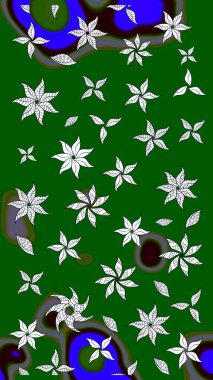 Sevimli çiçek raster deseni. Düz Çiçek Elementleri Tasarımı. Yeşil ve nötr renklerde çiçekler. Renkli Bahar Teması çizim şablonu.