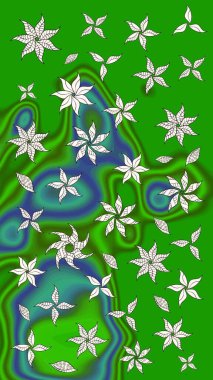 Yeşil ve nötr renklerde çiçekler. Düz Çiçek Elementleri Tasarımı. Raster illüstrasyonundaki çiçek desenli çizim. Renkli Yaz Teması çizim şablonu.